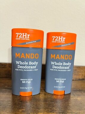 Mando Whole Body Deodorant Mt Fuji 2.6 OZ Smooth Solid 72 Hour Control Lot Of 2